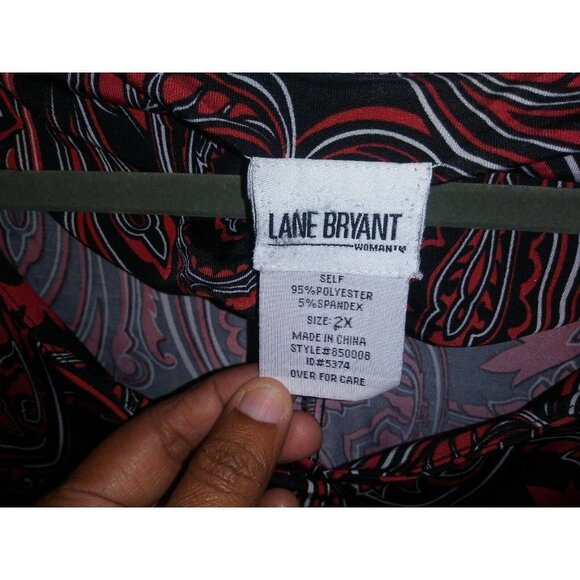 Lane Bryant Dress Plus Sz 2X Paisley red black Stretch Pockets Jumper Maxi dress - Picture 7 of 8